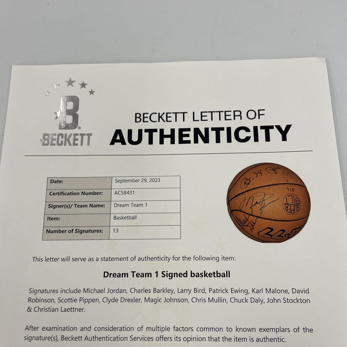 1992 Dream Team Olympics Team USA Signed Basketball Michael Jordan 13 Sigs BAS