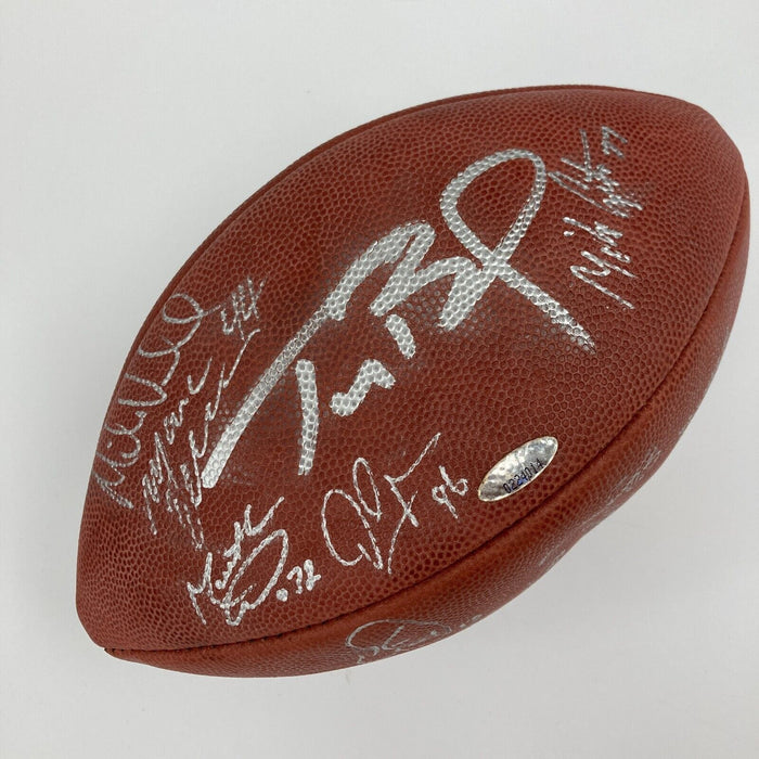 2001 New England Patriots Team Signed Football Tom Brady First Super Bowl BAS