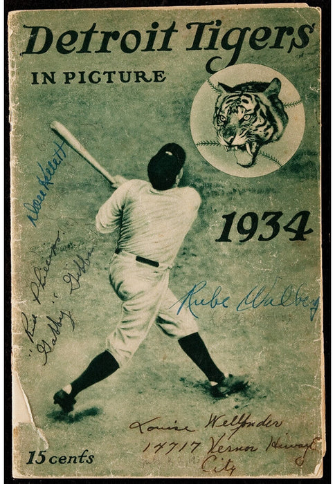 Incredible 1934 Detroit Tigers AL Champs Team Signed Program 34 Sigs JSA COA