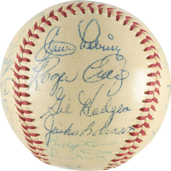 1955 Brooklyn Dodgers W.S. Champs Team Signed Baseball Jackie Robinson PSA DNA