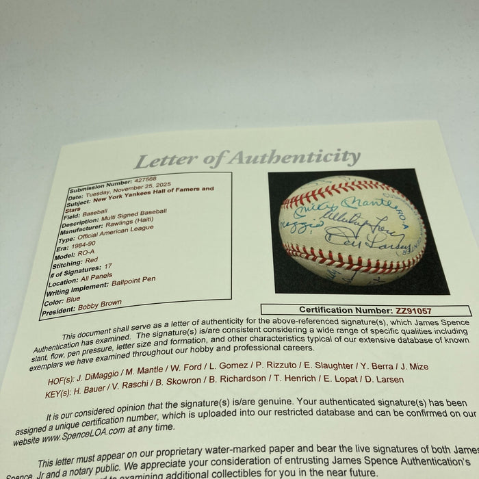 Mickey Mantle Joe Dimaggio Yankees Greats Signed American League Baseball JSA