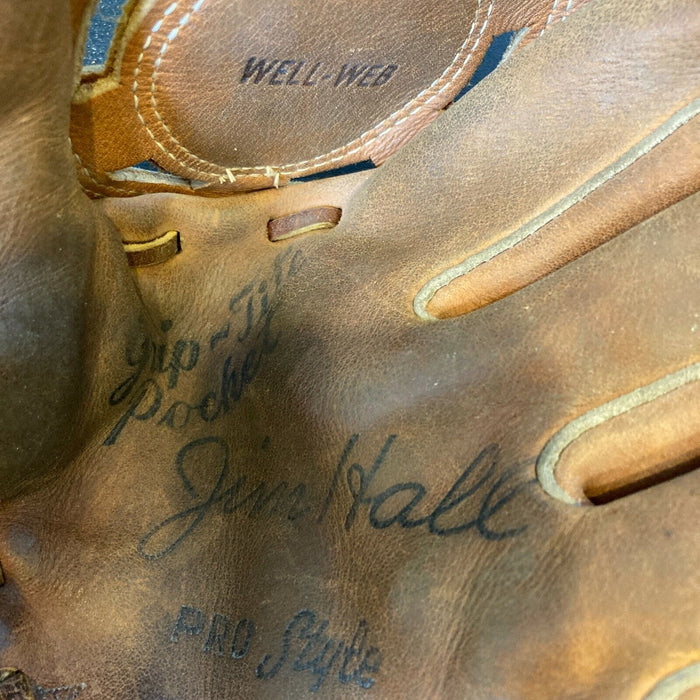 Jimmie Hall Signed 1960's Game Model Baseball Glove 1969 Chicago Cubs JSA COA