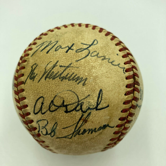 Russ Hodges Harry Caray Ernie Harwell 1953 Giants Broadcast Signed Baseball PSA