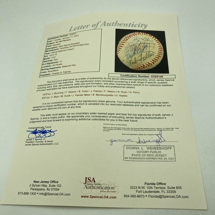Extraordinary 1970's No Hitter Pitchers Multi Signed Baseball 21 Sigs JSA COA