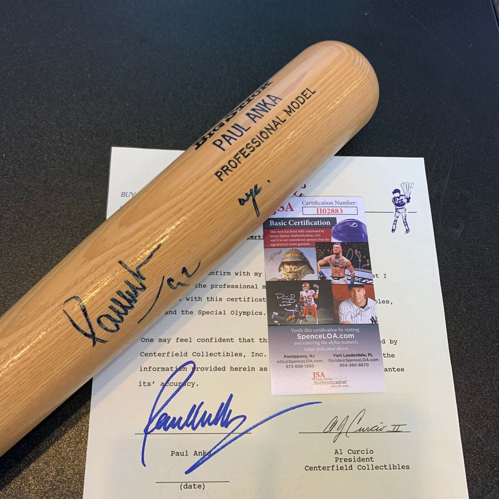 Paul Anka Signed Personal Model Baseball Bat With JSA COA & Signed Letter