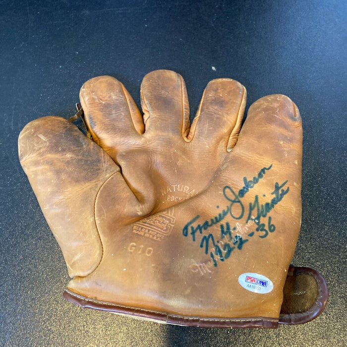 Travis Jackson New York Giants 1922-36 Signed Game Model Baseball Glove PSA DNA
