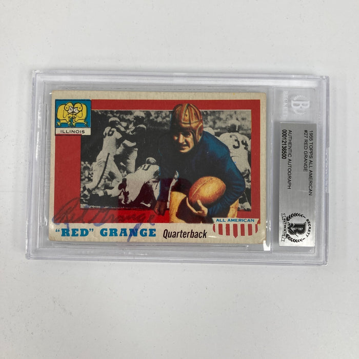 Red Grange Signed 1955 Topps All-American #27 Football Card BGS Certified