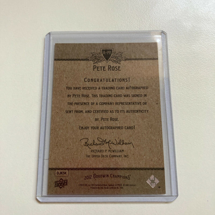 2012 Upper Deck Goodwin Champions Pete Rose Auto Signed Baseball Card
