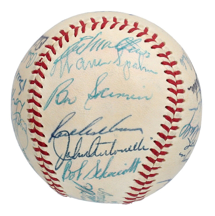 1958 All Star Game Team Signed Baseball 26 Sigs Willie Mays Ernie Banks JSA COA