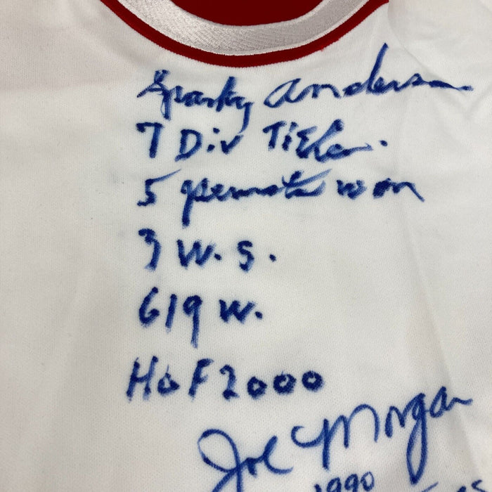 The Finest Cincinnati Reds Big Red Machine Signed Inscribed STAT Jersey JSA COA