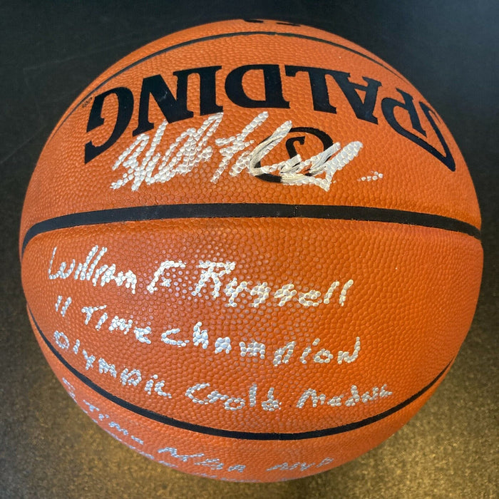 Extraordinary Bill Russell Signed Heavily Inscribed STAT Basketball #5/6 PSA DNA
