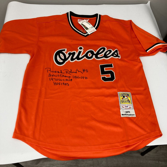 Brooks Robinson Signed Heavily Inscribed STATS Baltimore Orioles Jersey PSA DNA