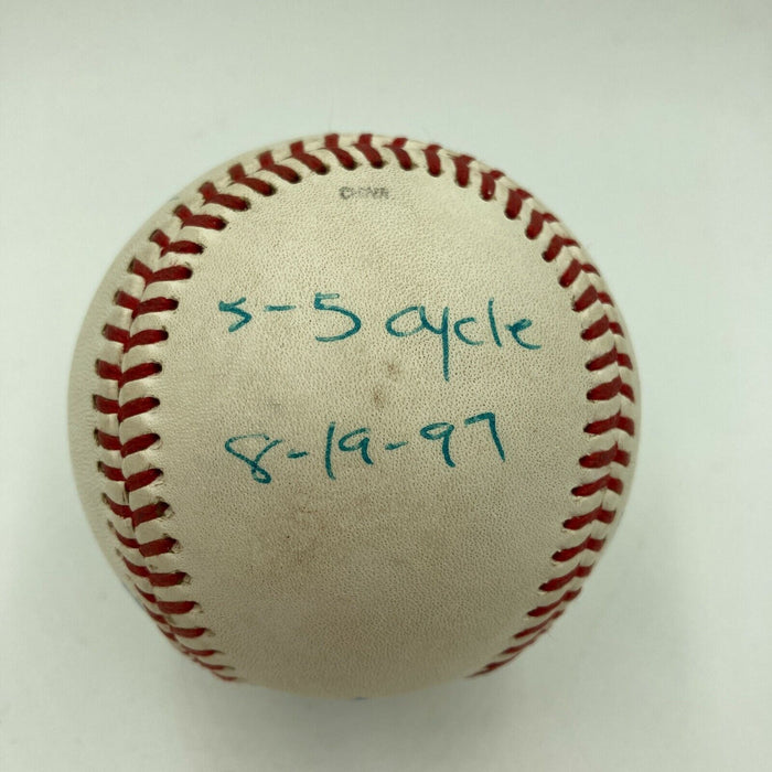 Raul Ibanez Signed Cycle Game 8-19-1997 Game Used Baseball With JSA COA