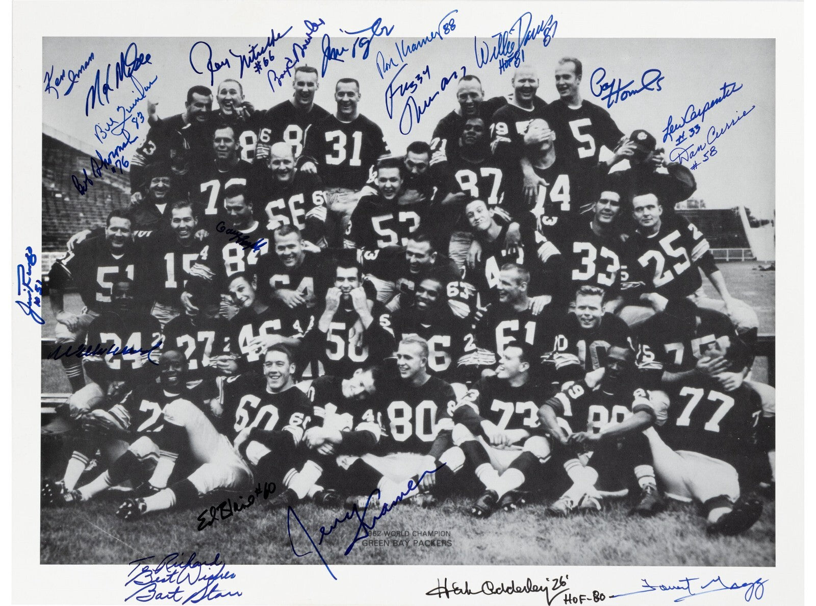 1962 Green Bay Packers NFL Champions Team Signed 17x23 Photo Bart Starr Beckett