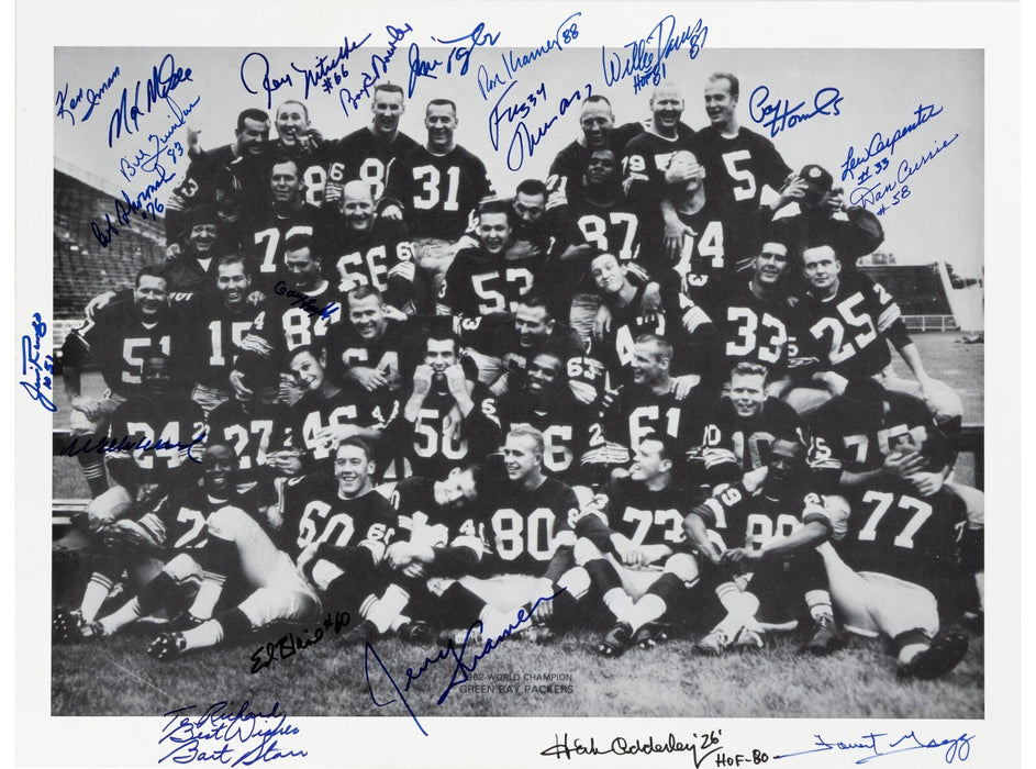 1962 Green Bay Packers NFL Champions Team Signed 17x23 Photo Bart Starr Beckett