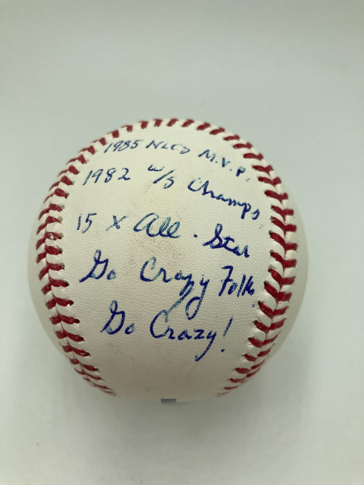 Ozzie Smith Full Name Signed Heavily Inscribed STAT Baseball JSA COA