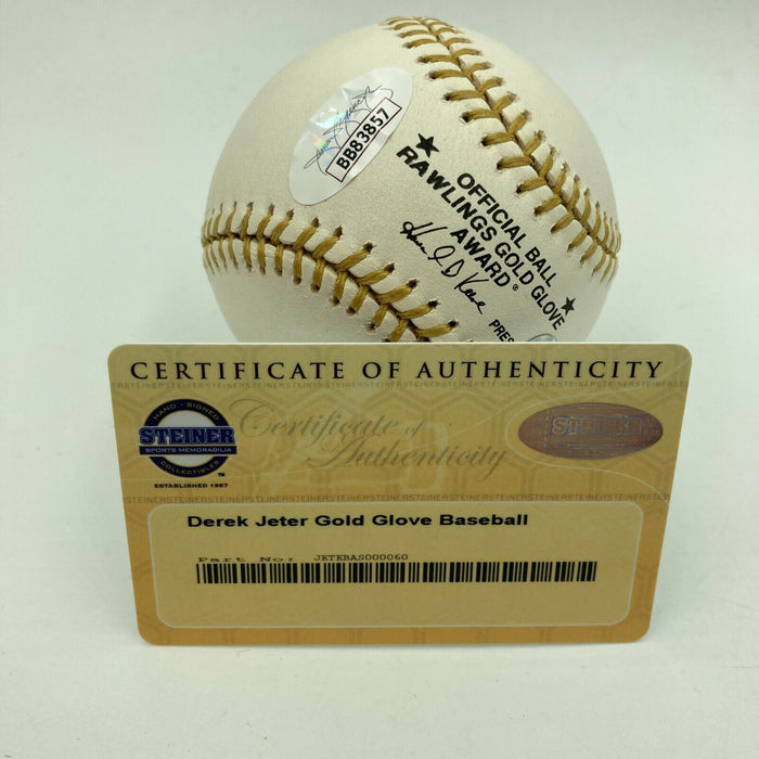 Stunning Derek Jeter Signed Official Gold Glove Baseball JSA COA Graded MINT 9