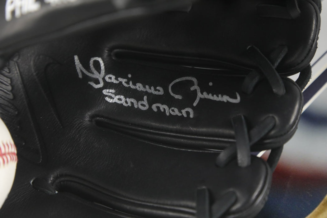 Mariano Rivera Signed Game Model Glove, Baseball & Photo Framed Display JSA COA