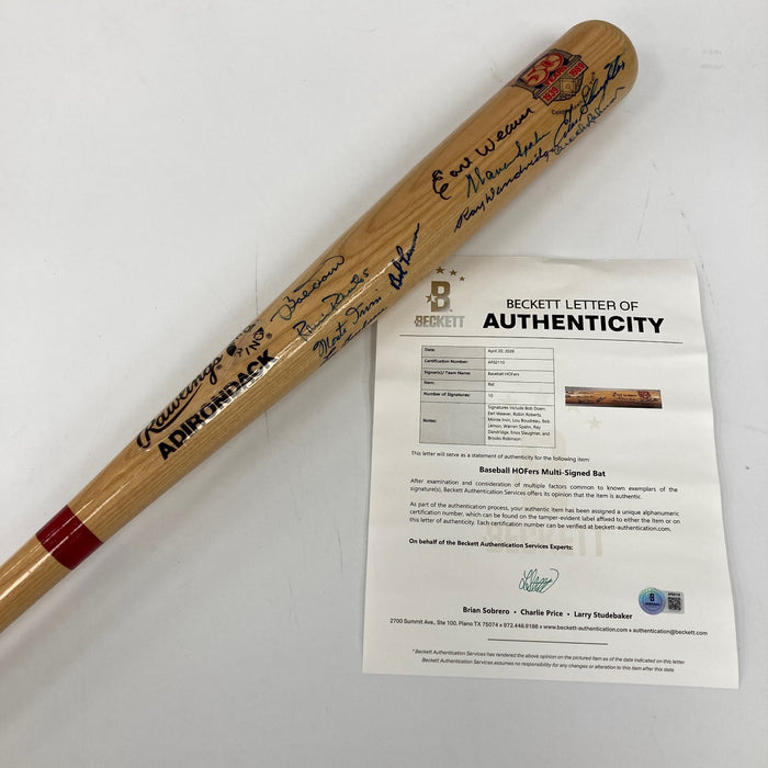 Hall Of Fame Multi Signed Baseball Bat 10 Sigs Beckett COA