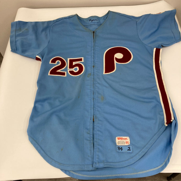 Del Unser Mike Ryan 1984-1985 Game Used Philadelphia Phillies Jersey MEARS A10