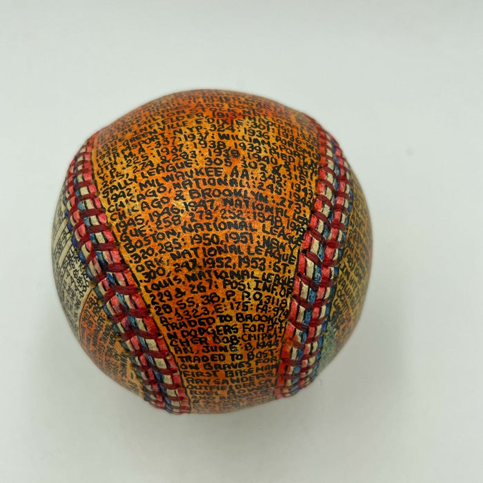 Beautiful Hand Painted George Sosnak Folk Art Baseball Eddie Stanky 1/1 Signed
