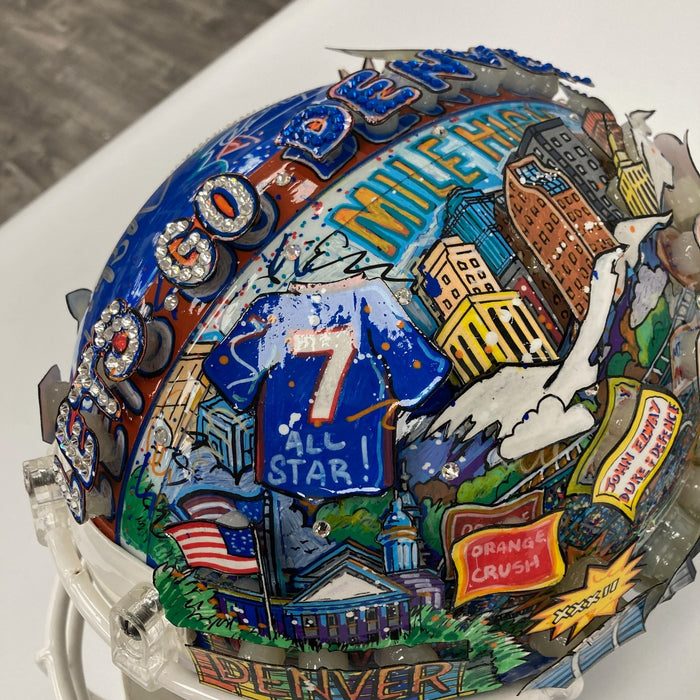 Beautiful John Elway Signed Charles Fazzino Pop Art Denver Broncos Helmet W/COA
