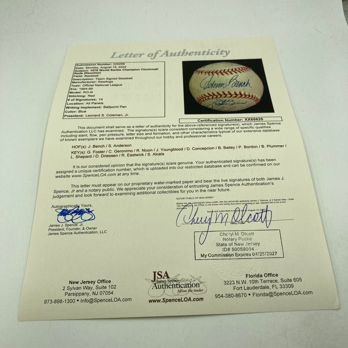 Beautiful 1976 Cincinnati Reds World Series Champs Team Signed Baseball JSA COA