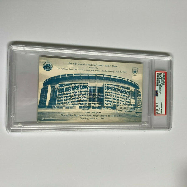 Al Jackson Signed 1969 New York Mets Shea Stadium Postcard PSA DNA RARE
