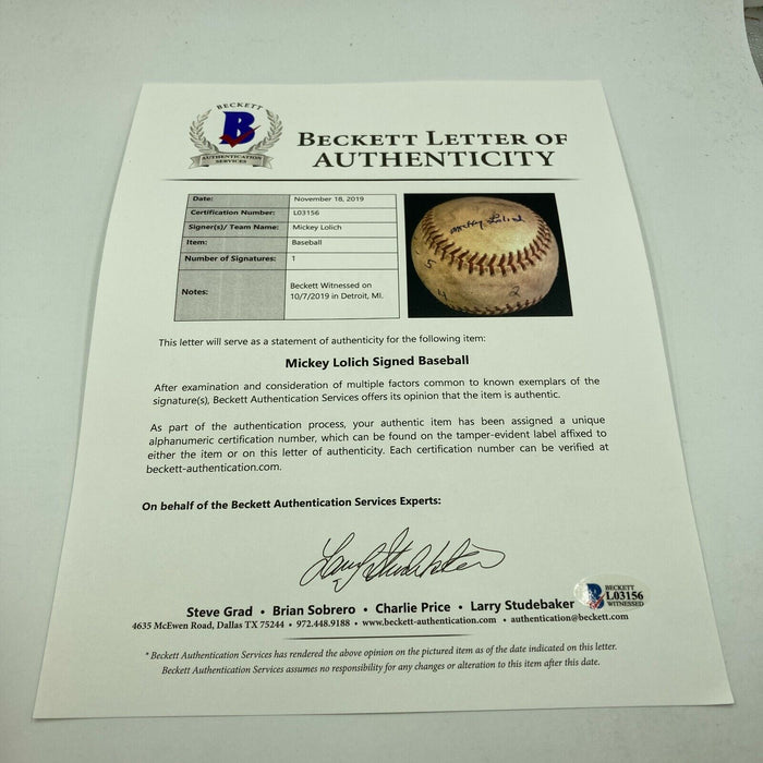 Mickey Lolich Signed Career Win No. 25 Final Out Game Used Baseball Beckett COA