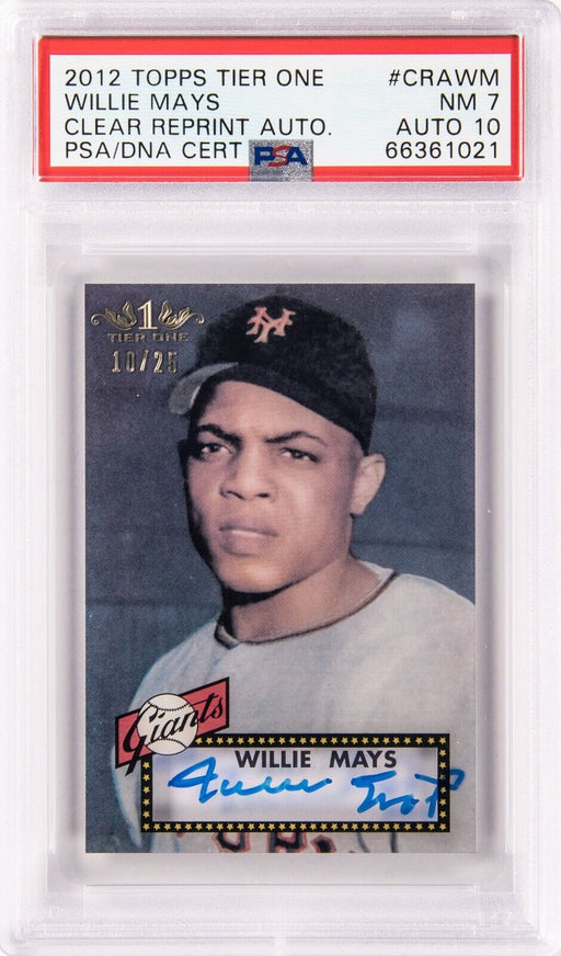 2012 Topps Tier One Willie Mays 1952 Topps RC Signed 10/25 PSA 7 Auto 10