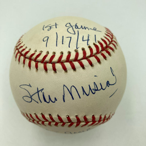 Stan Musial 1st Game 9-17-1941 & Last Game 9-29-1963 Signed Baseball PSA DNA