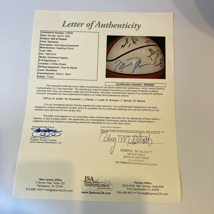 Michael Jordan Mike Krzyzewski HOF Induction Class Of 2001 Signed Basketball JSA