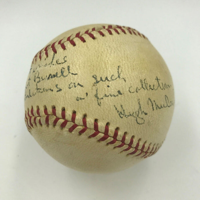 1960's Hugh Mulcahy Signed Baseball First Player Drafted In WW2 PSA DNA COA