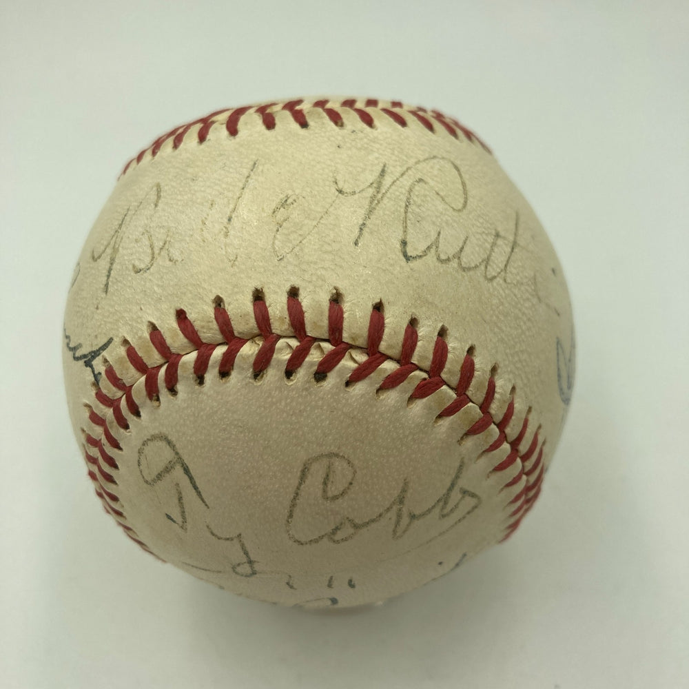 Babe Ruth & Ty Cobb Hall Of Fame Multi Signed Baseball JSA COA