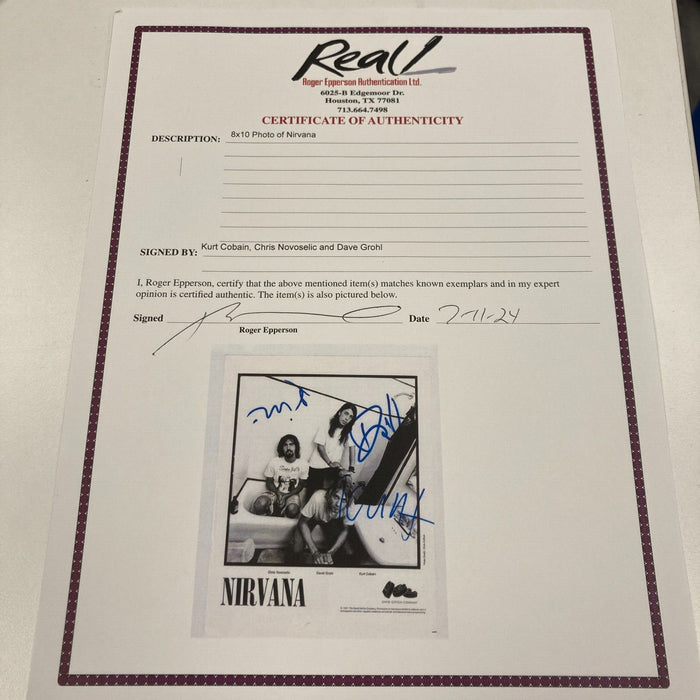 Kurt Cobain & Nirvana Band Signed Nevermind Promo Photo PSA DNA & Beckett COA