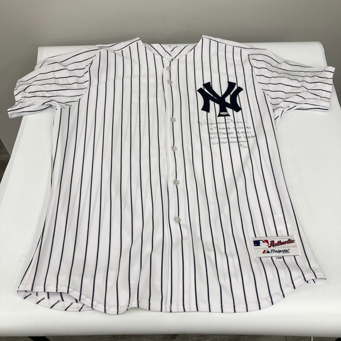 Mariano Rivera Signed Heavily Inscribed NY Yankees STAT Jersey Steiner COA