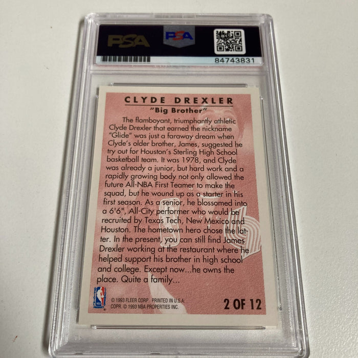 1993-94 Fleer Clyde Drexler Signed Promo Card With Fleer Stamp PSA DNA RARE
