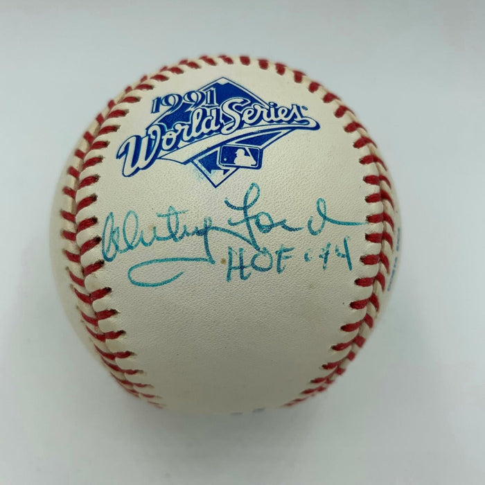 Rare Whitey Hall Of Fame 1974 Signed 1991 World Series Baseball With JSA COA