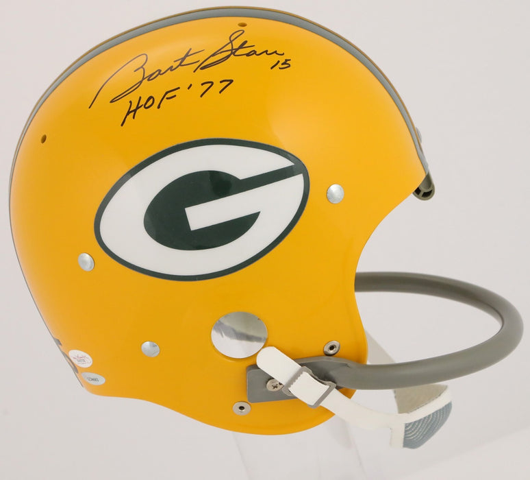 Bart Starr Hall Of Fame 1977 Signed Full Size Green Bay Packers Helmet JSA COA