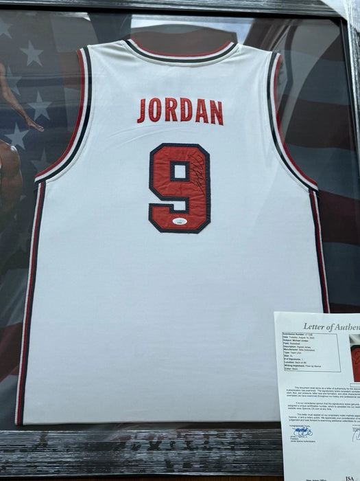 Michael Jordan Signed 1992 Team USA Dream Team Olympics  Jersey Framed JSA COA
