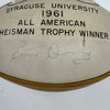 Ernie Davis Single Signed 1961 Syracuse Heisman Trophy Presentation Football JSA