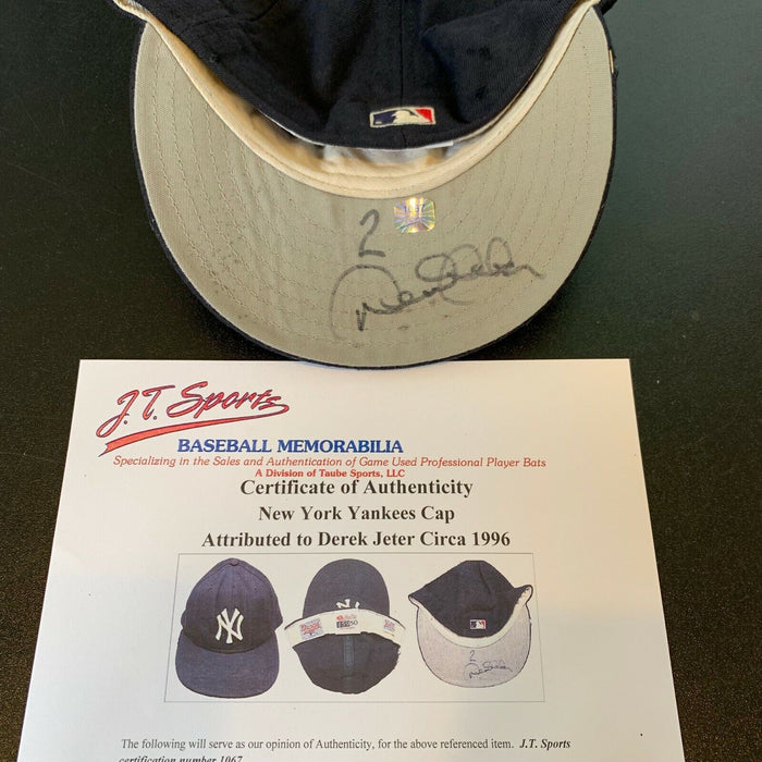 Derek Jeter 1996 Rookie Signed Game Used New York Yankees Hat PSA & Beckett COA