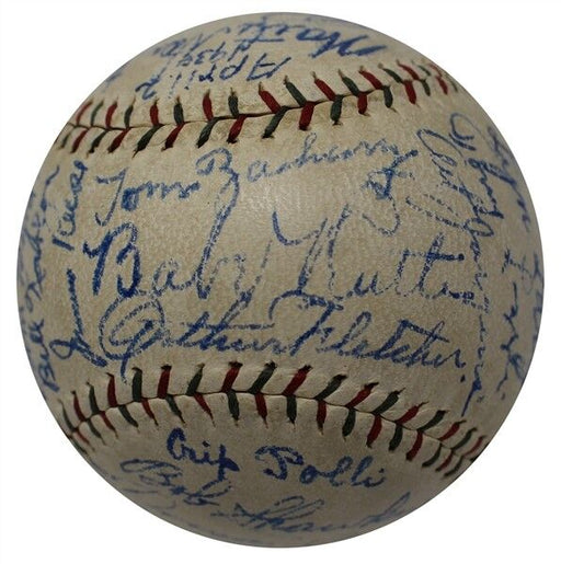 The Finest 1930 NY Yankees Team Signed Baseball Babe Ruth & Lou Gehrig JSA COA