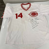 Pete Rose Signed Heavily Inscribed STATS Cincinnati Reds Jersey JSA COA