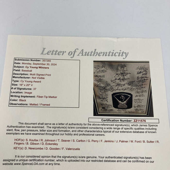 Beautiful Sandy Koufax Cy Young Winners Signed Huge 25x29 Photo 37 Sigs PSA JSA