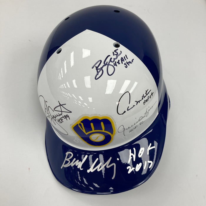 Robin Yount Paul Molitor Milwaukee Brewers HOF Legends Signed Helmet JSA COA