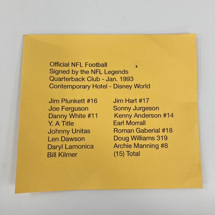 Johnny Unitas Len Dawson Quarterback Legends Signed Football JSA COA