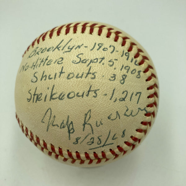Nap Rucker Single Signed Heavily Inscribed STAT Baseball No Hitter JSA COA