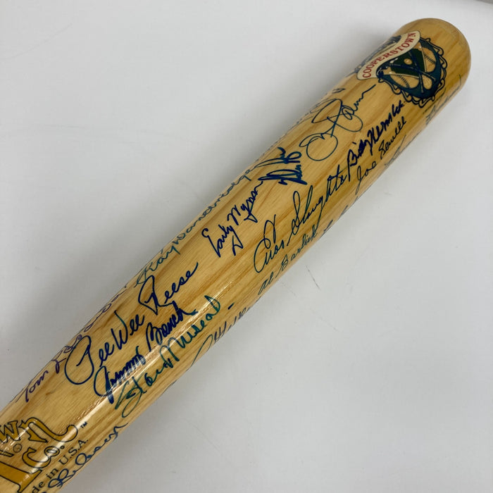 Beautiful Hall Of Fame Multi Signed Bat 66 Sigs Hank Aaron Willie Mays PSA DNA