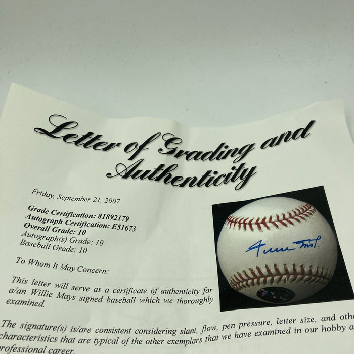 Willie Mays Signed Major League Baseball PSA DNA Graded 10 GEM MINT
